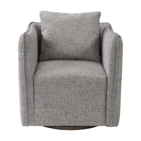 Uttermost Corben Contemporary Wood and Fabric Swivel Chair in Weathered Gray