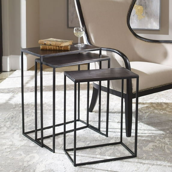 Uttermost Coreene 3-Piece Iron and Aluminum Nesting Table Set in Bronze