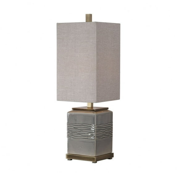 Uttermost Covey Fabric Glaze Ceramic and Iron Buffet Lamp in Warm Gray