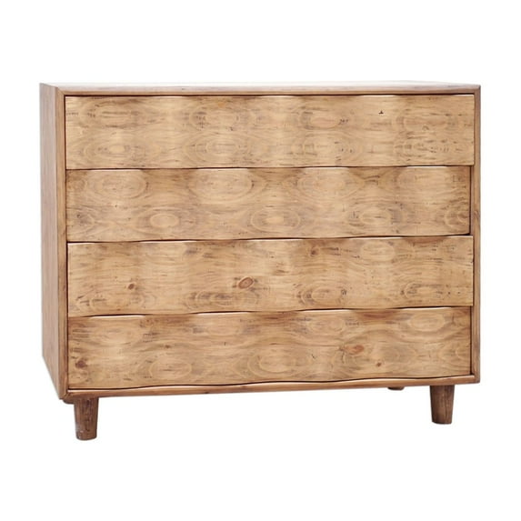 Uttermost Crawford 4-Drawer Coastal MDF Wood Accent Chest in Light Oak