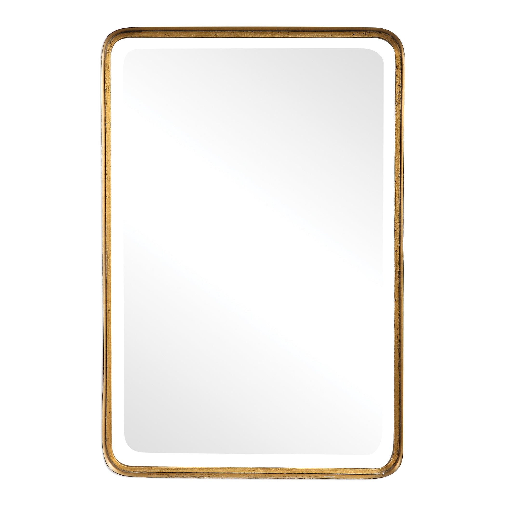Elegante Gold Leaf Rectangular Contemporary Dresser Mirror