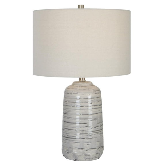 Uttermost Cyclone Contemporary Ceramic Iron and Fabric Table Lamp in Gray