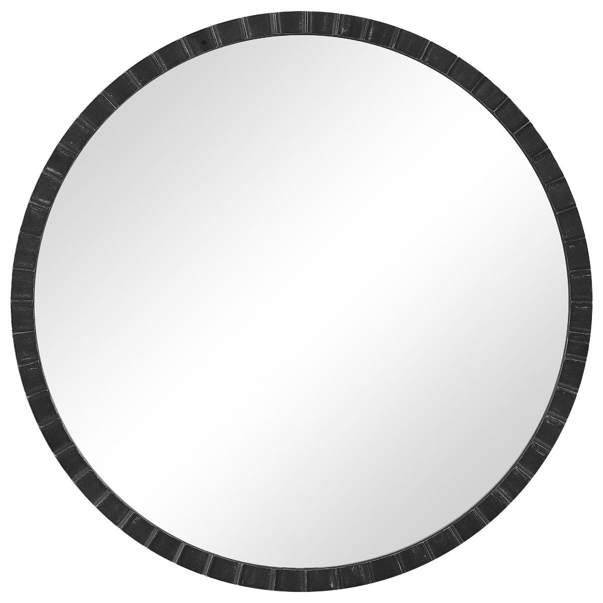 Dandridge 34" Distressed Black and Silver Industrial Round Mirror