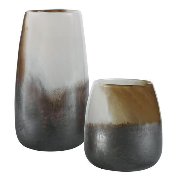 Uttermost Desert Wind Contemporary Glass Vases in Bronze/Brown (Set of 2)