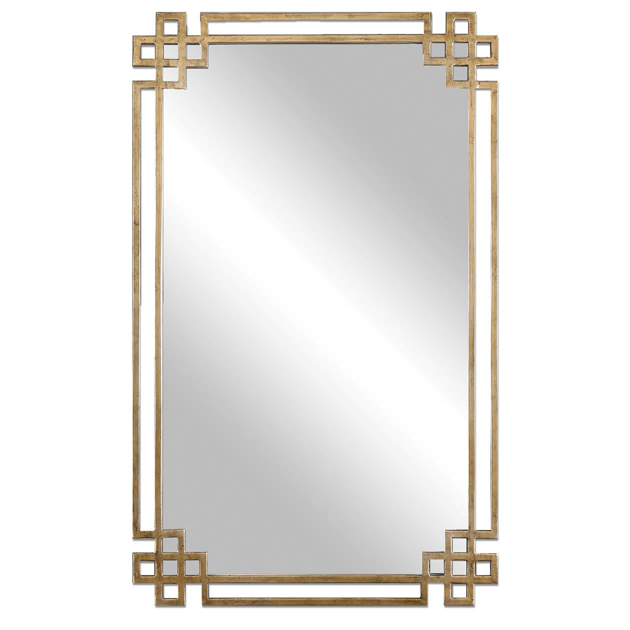 Contemporary Elegance Gold Rectangular Metal Wall Mirror 23"x37"