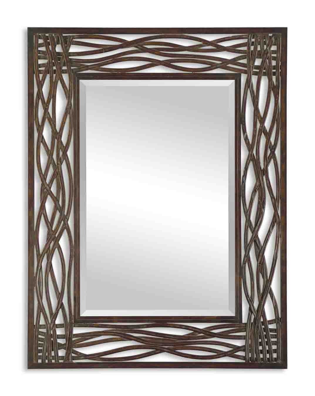 Distressed Mocha Brown Hand Forged Metal Rectangular Mirror