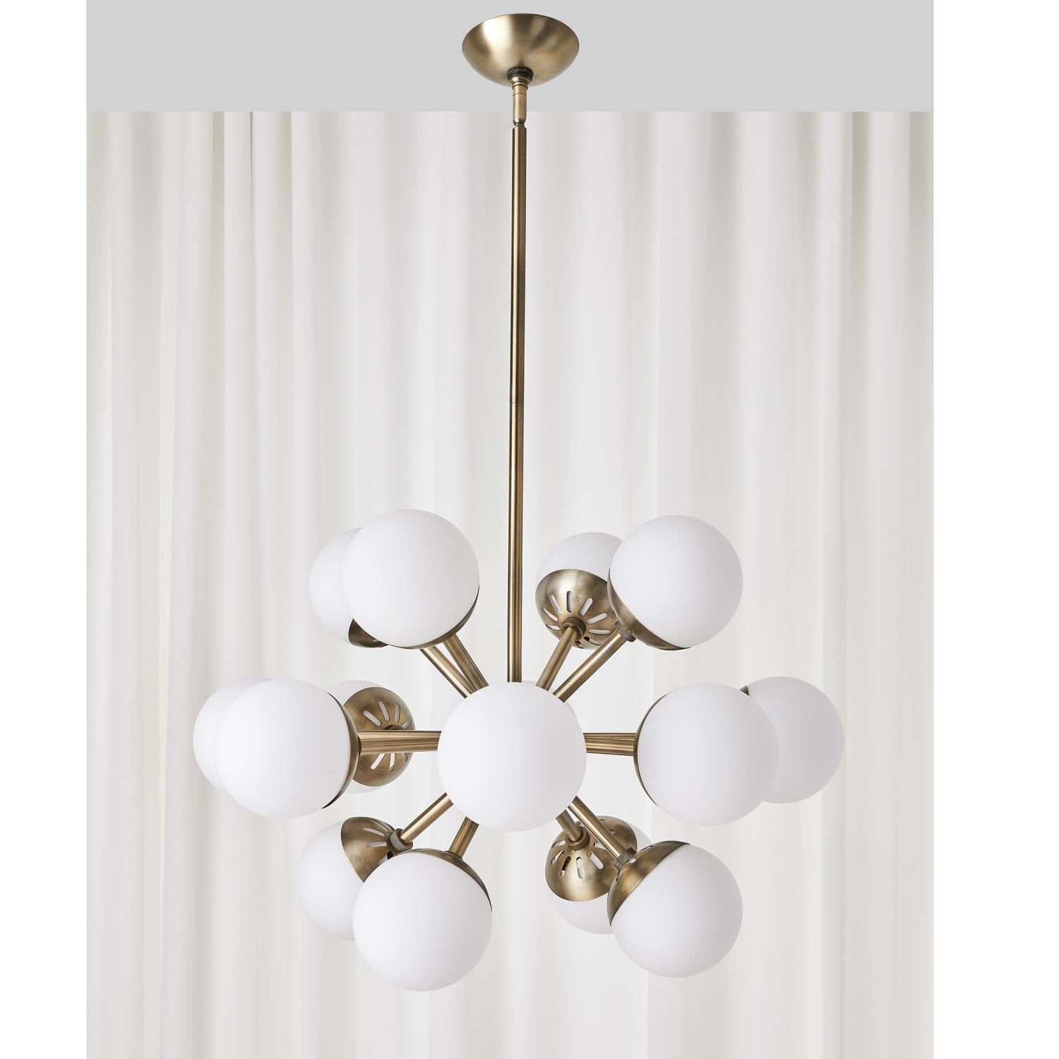 Uttermost Droplet 16-Light Metal Steel & Glass Sputnik Chandelier in Brass/White