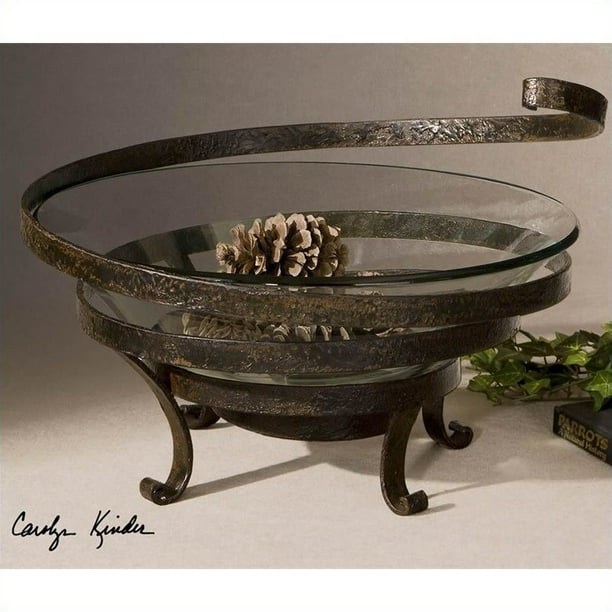 Uttermost Duff Glass and Metal Decorative Bowl in Aged Black