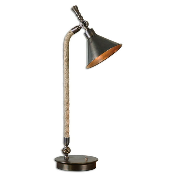 Uttermost Duvall Contemporary Metal and Rope Task Lamp in Bronze