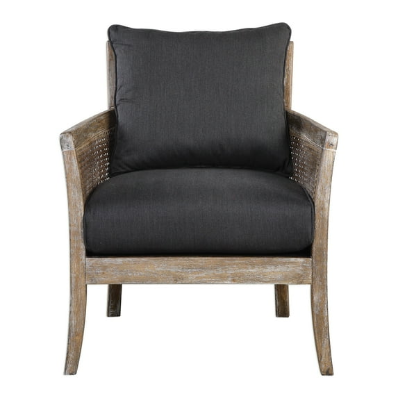 Uttermost Encore Coastal Fabric and Wood Arm Chair in Dark Gray