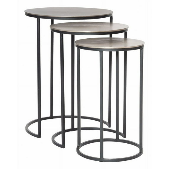 Uttermost Erik Metal and Aluminum Nesting Tables in Antique Nickel (Set of 3)