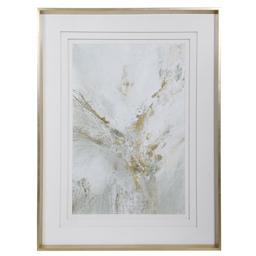 Uttermost Ethos Wood and Glass Framed Abstract Print in Gray/Gold