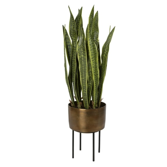 Uttermost Fasita Contemporary Metal Planter in Black/Antique Brass