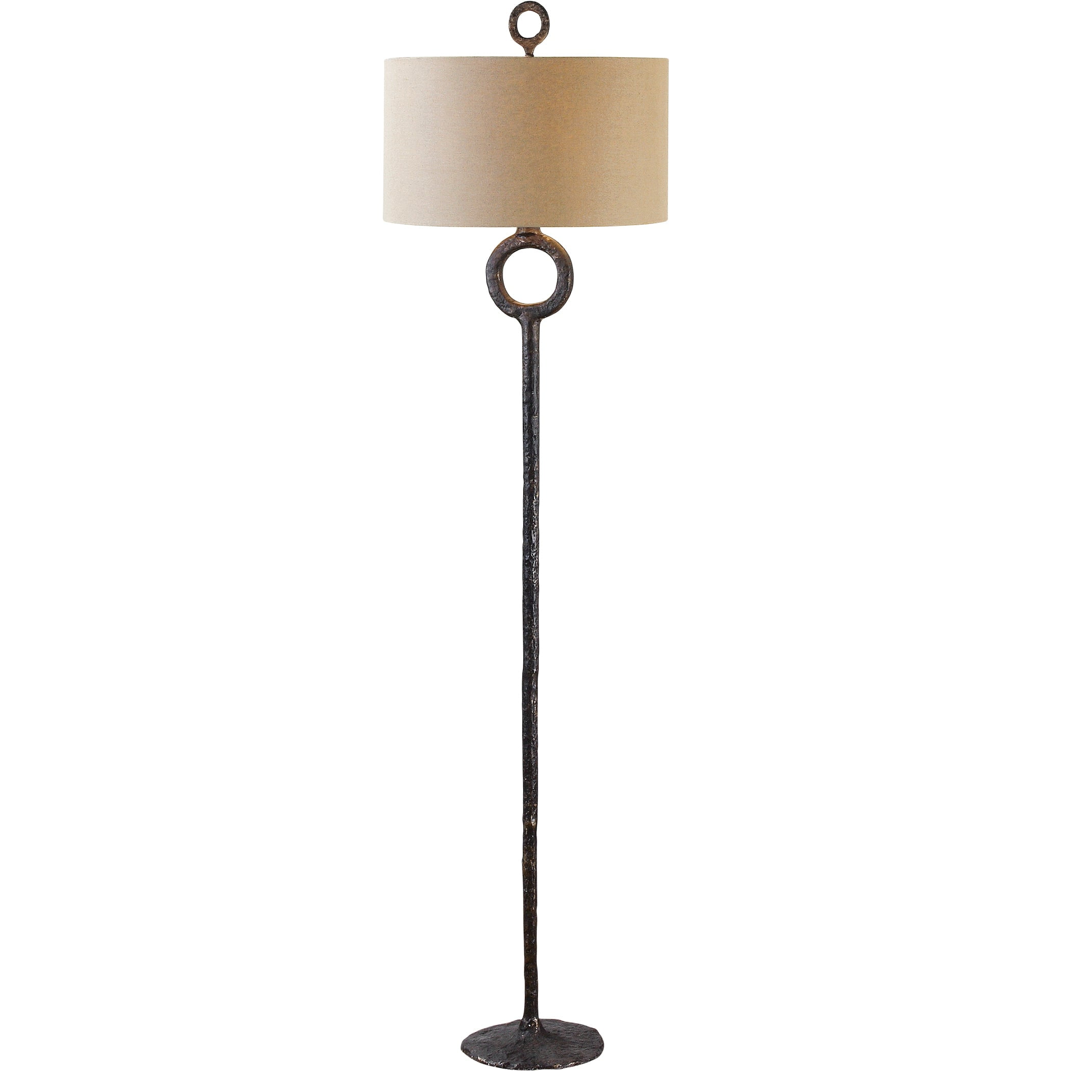 Uttermost Ferro Mid-Century Cast Iron Floor Lamp in Brown/Beige