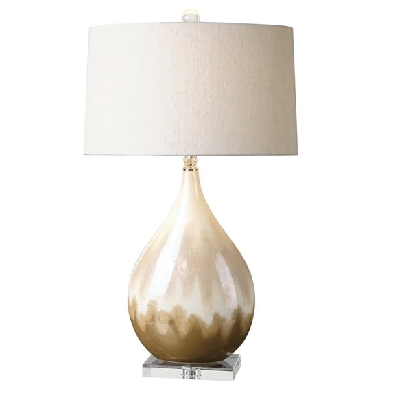 Uttermost Flavian Crystal and Glazed Ceramic Lamp in Beige/Ivory