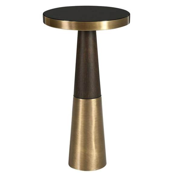 Uttermost Fortier Contemporary Glass Accent Table in Brass/Brown