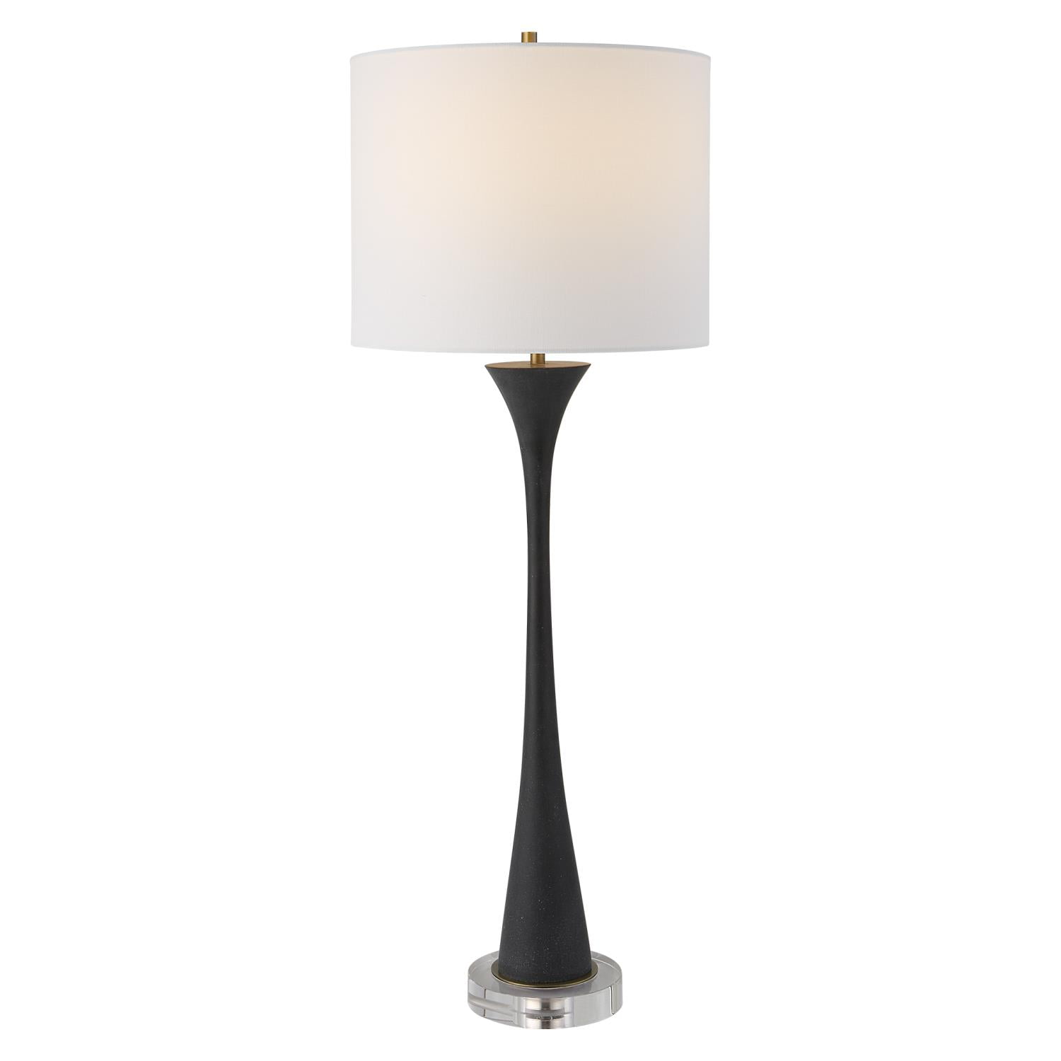 Uttermost Fountain Faux Stone Crystal and Fabric Buffet Lamp in Black