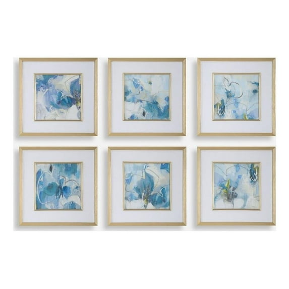 Uttermost Fresh Start Blue Abstract Prints Set of 6