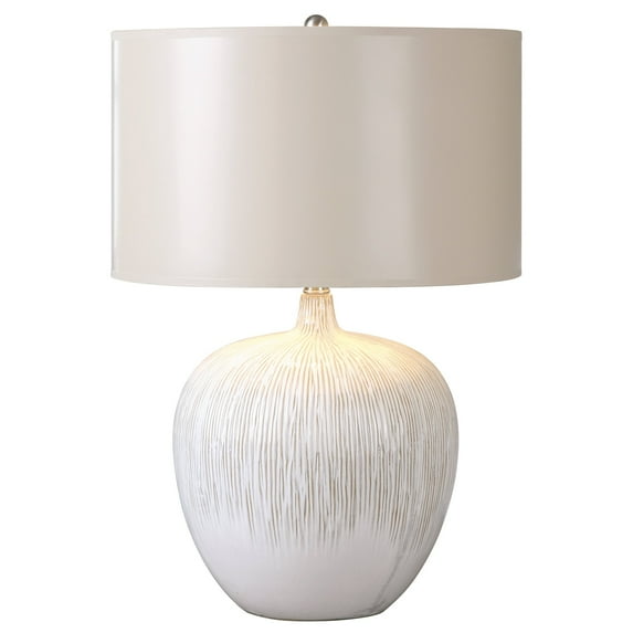 Uttermost Georgios Ceramic Fabric and Paper Textured Ceramic Lamp in Ivory/Tan