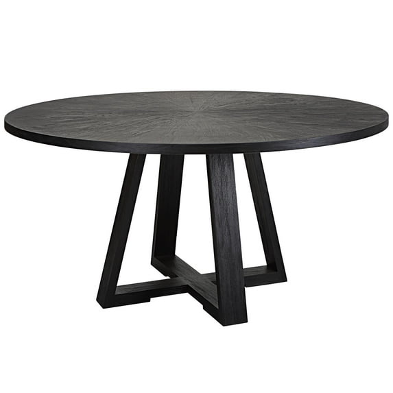 Uttermost Gidran Round Contemporary Wood Dining Table in Black