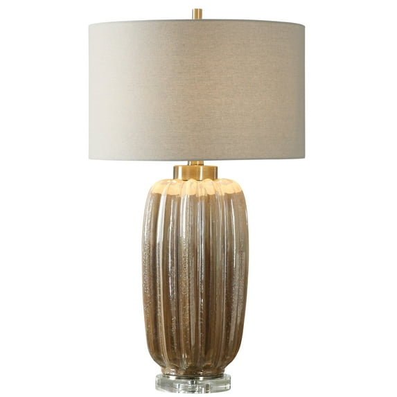 Uttermost Gistova Steel Ceramic and Crystal Table Lamp in Ivory and Rust Brown