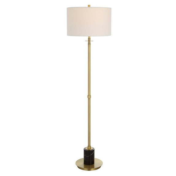 Uttermost Guard Transitional Metal Marble and Fabric Floor Lamp in Brass/Gold