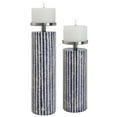 thumbnail image 1 of Uttermost Havana Ceramic and Iron Candleholders in Ivory/Blue (set of 2), 1 of 3