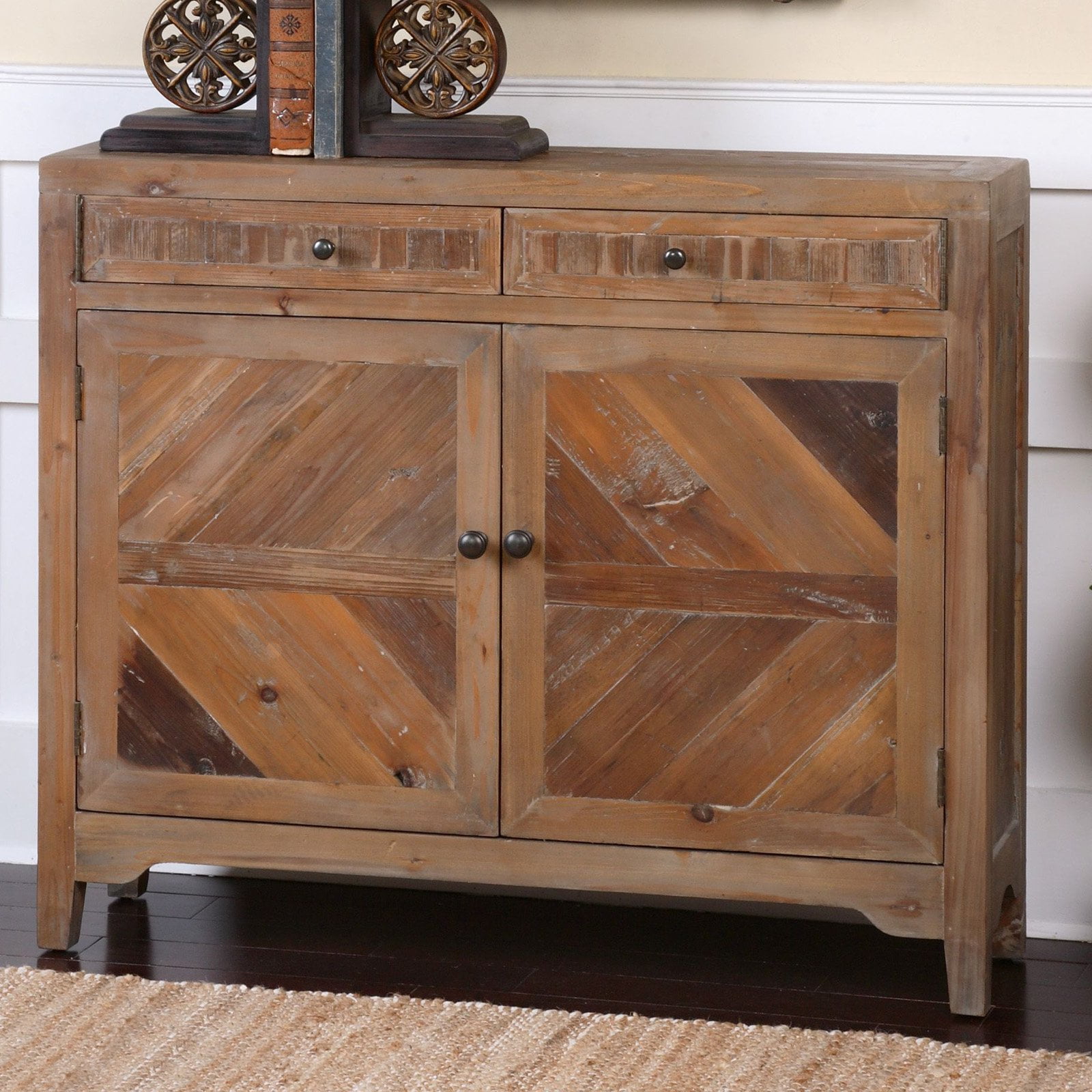 Rustic Reclaimed Fir Wood Console with Swing-Out Drawers