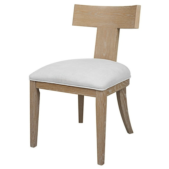 Uttermost Idris Coastal Solid Wood and Fabric Armless Chair in Natural Oak