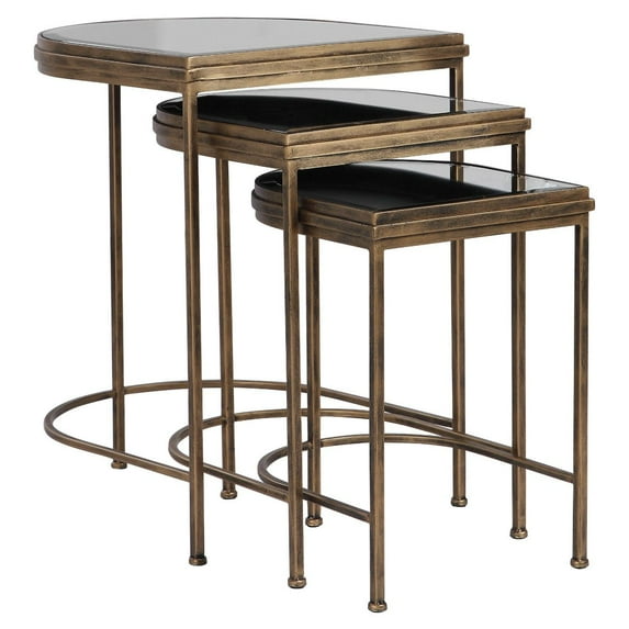 Uttermost India Contemporary Metal Nesting Tables in Antique Gold (Set of 3)