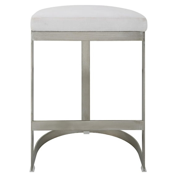 Uttermost Ivanna 26" Contemporary Metal and MDF Backless Counter Stool in Silver