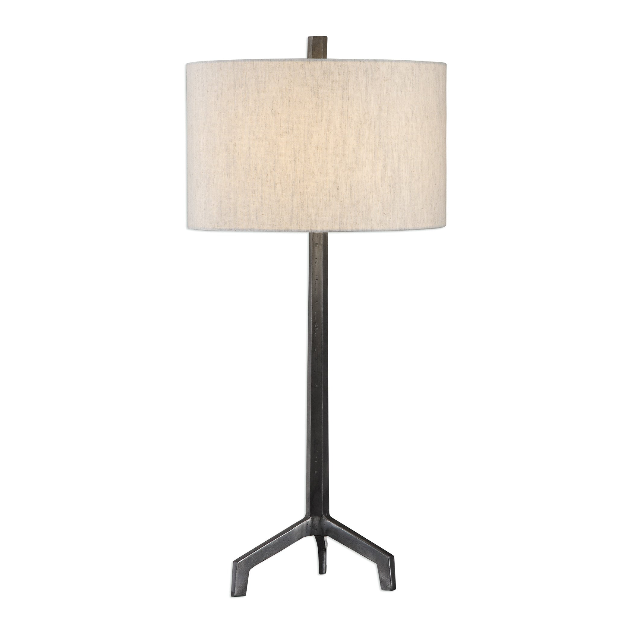 Ivor 33'' Raw Steel Table Lamp with Neutral Drum Shade