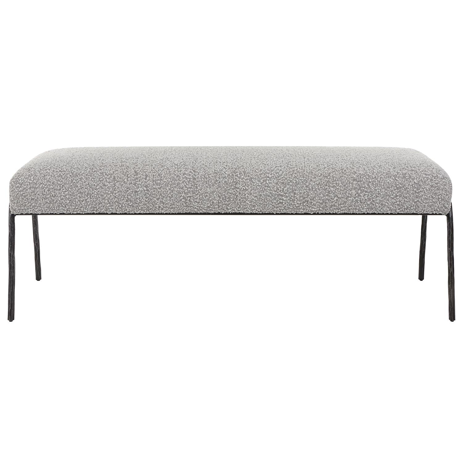 Uttermost Jacobsen Contemporary Fabric and Iron Bench in Warm Gray/Aged Black
