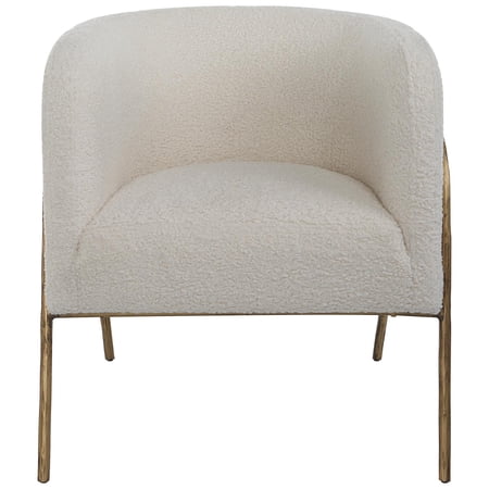 Uttermost Jacobsen Fabric and Iron Shearling Accent Chair in Off White