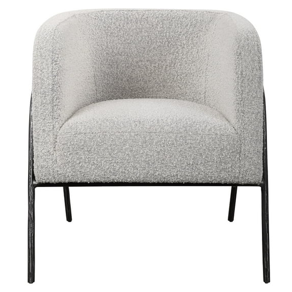 Uttermost Jacobsen Farmhouse Fabric Wood and Iron Accent Chair in Gray/White