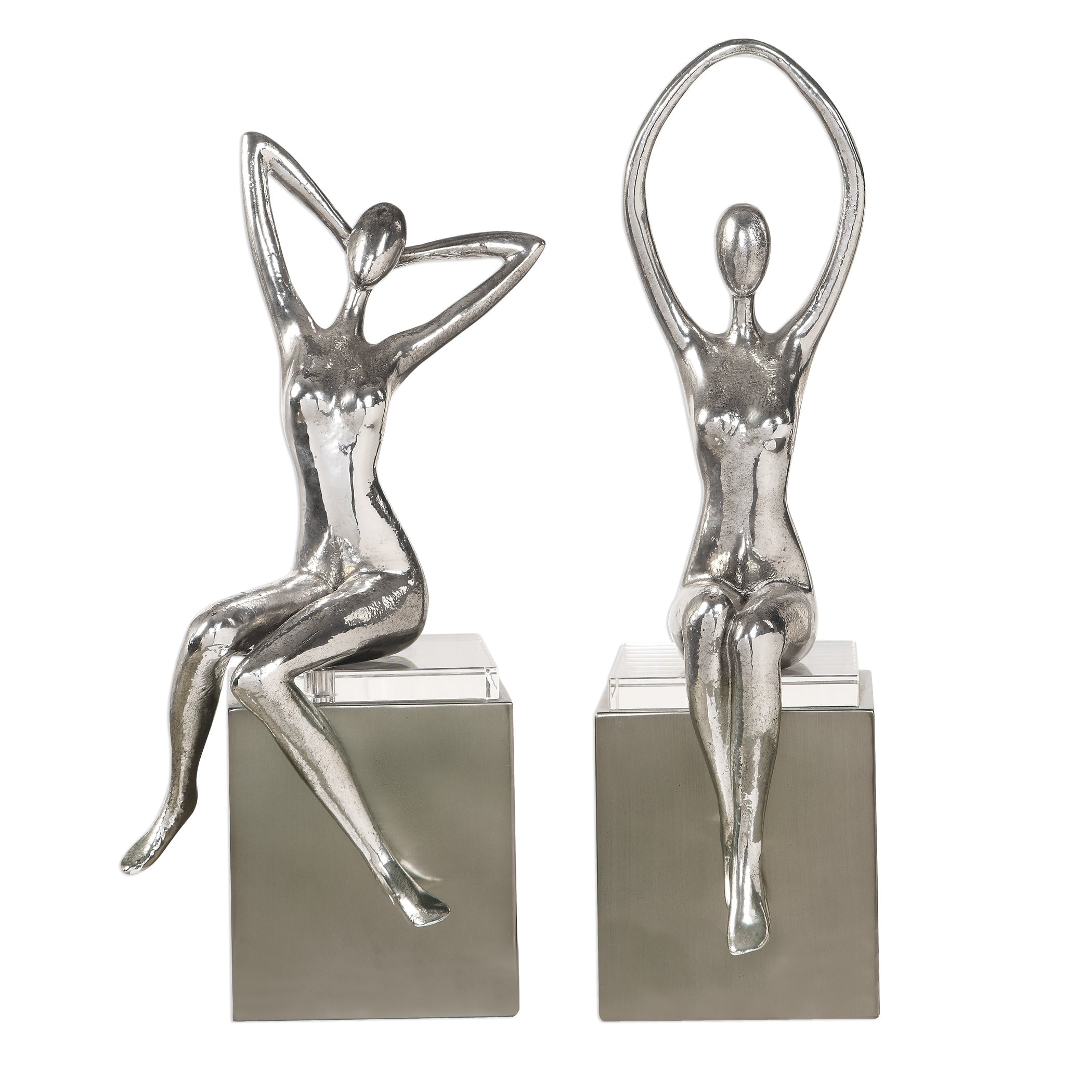 Jaylene Silver Crystal and Steel Figurine Set