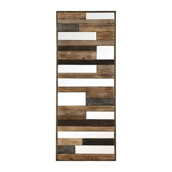 Uttermost Kaine Contemporary MDF Glass and Fir Wall Art in Natural/Dark Brown