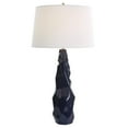 thumbnail image 1 of Uttermost Kavos Contemporary Ceramic Iron Fabric Geometric Table Lamp in Blue, 1 of 7