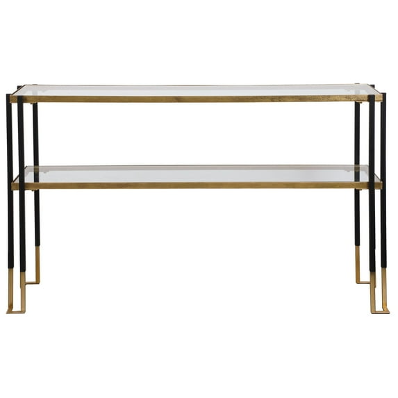 Uttermost Kentmore Contemporary Iron and Glass Console Table in Black/Gold