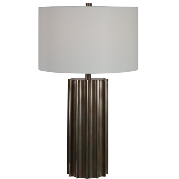 Uttermost Khalio Contemporary Steel and Fabric Table Lamp in Aged Gunmetal