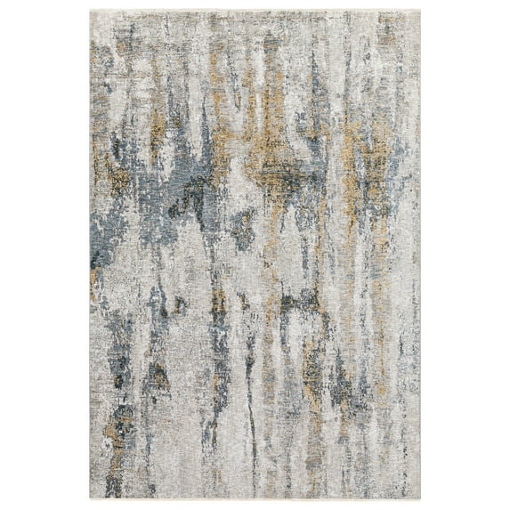 Uttermost Ladoga 108x146" Modern Style Fabric Rug in Light Beige/Denim Blue