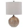 thumbnail image 1 of Uttermost Lagos Transitional Ceramic Metal and Fabric Table Lamp in Rust Brown, 1 of 7