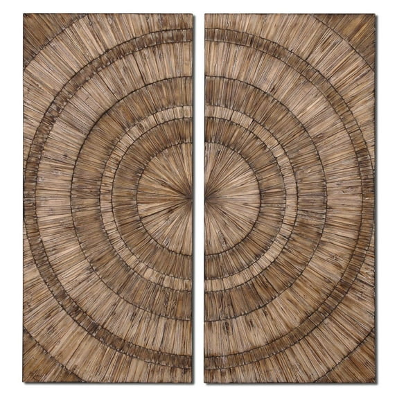Uttermost Lanciano Coastal Style Wood Chips Wall Art in Brown Finish