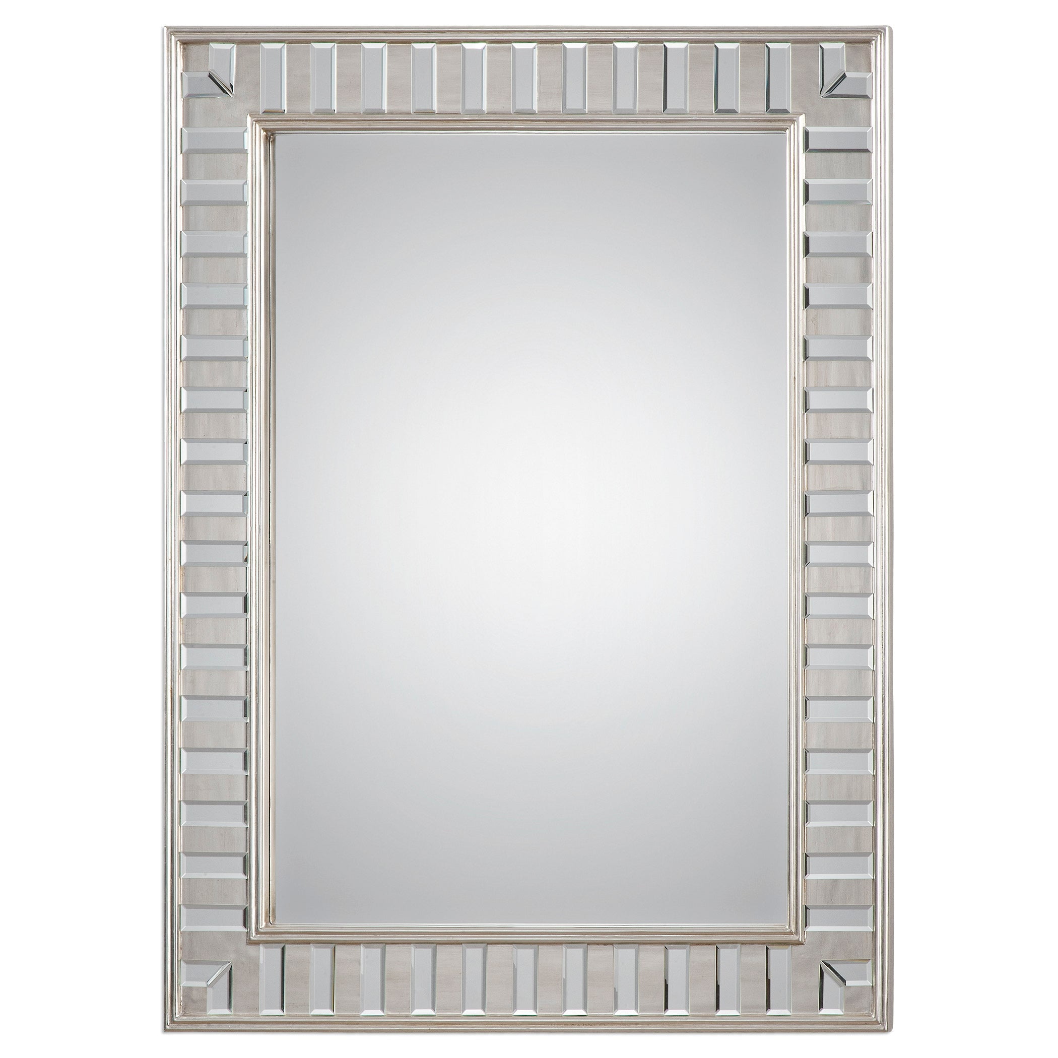Contemporary Lanester 36x48 Silver Leaf Beveled Wall Mirror