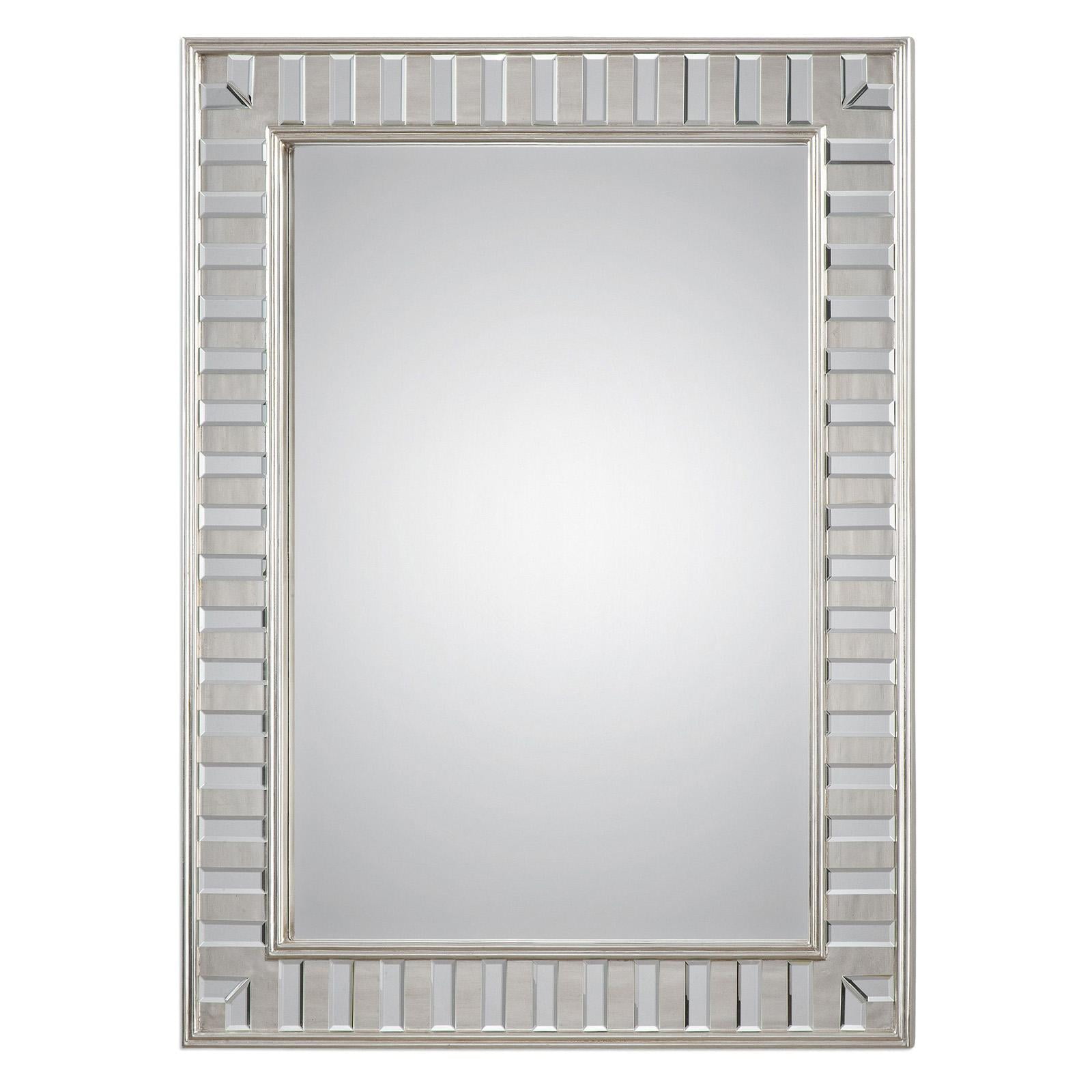 Contemporary Lanester 36x48 Silver Leaf Beveled Wall Mirror