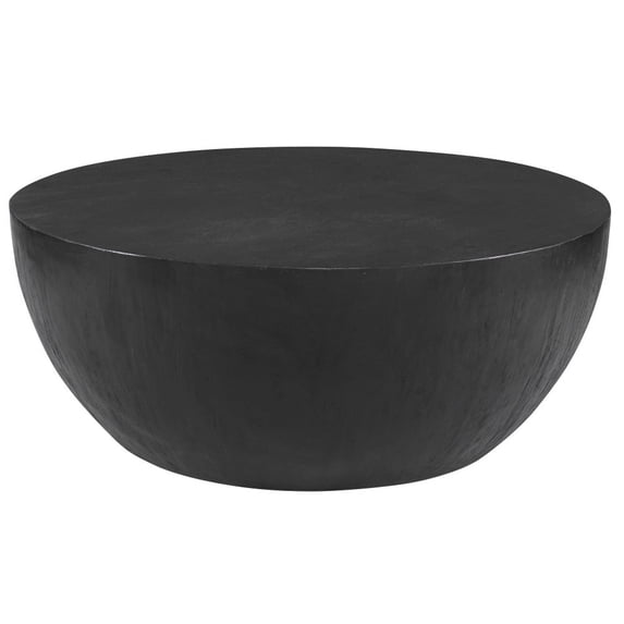 Uttermost Lark 16" Round Transitional Javawood & Resin Coffee Table in Ebony