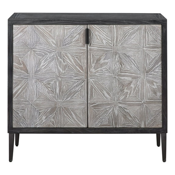 Uttermost Laurentia 2-Door Elm Wood and Iron Sideboard in Light Gray