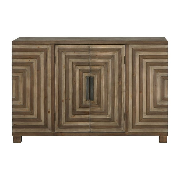Uttermost Layton Wood and Metal Geometric Accent Console Table in Natural