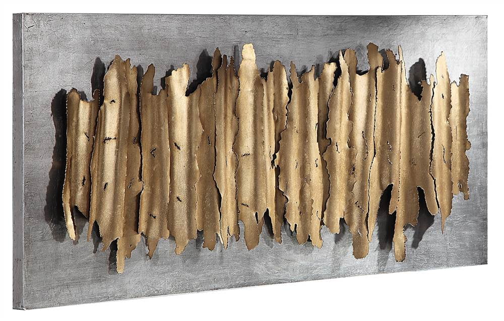 Lev 55" Gold and Silver Iron Wall Sculpture
