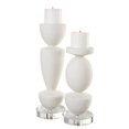thumbnail image 1 of Uttermost Lido Modern Rice Stone/Crystal Candleholder in White/Clear (Set of 2), 1 of 4
